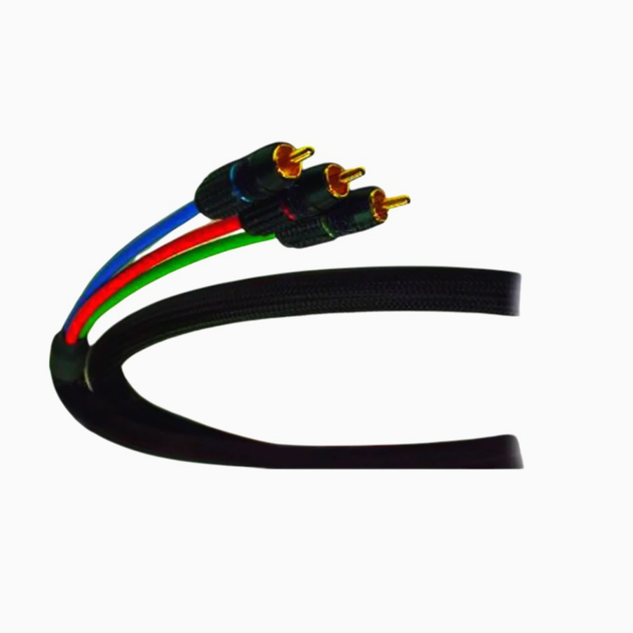 Hi-End відеокабель YPbPr 3xRCA 1.5м, металевий корпус, для проекторів, чорний