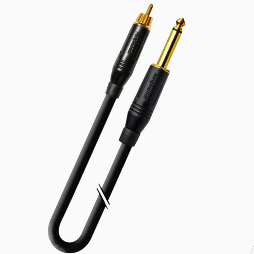 Аудиокабель First Cable RCA мама на Jack 6.3 моно 1м, серия Basic, 5мм, качественный звук