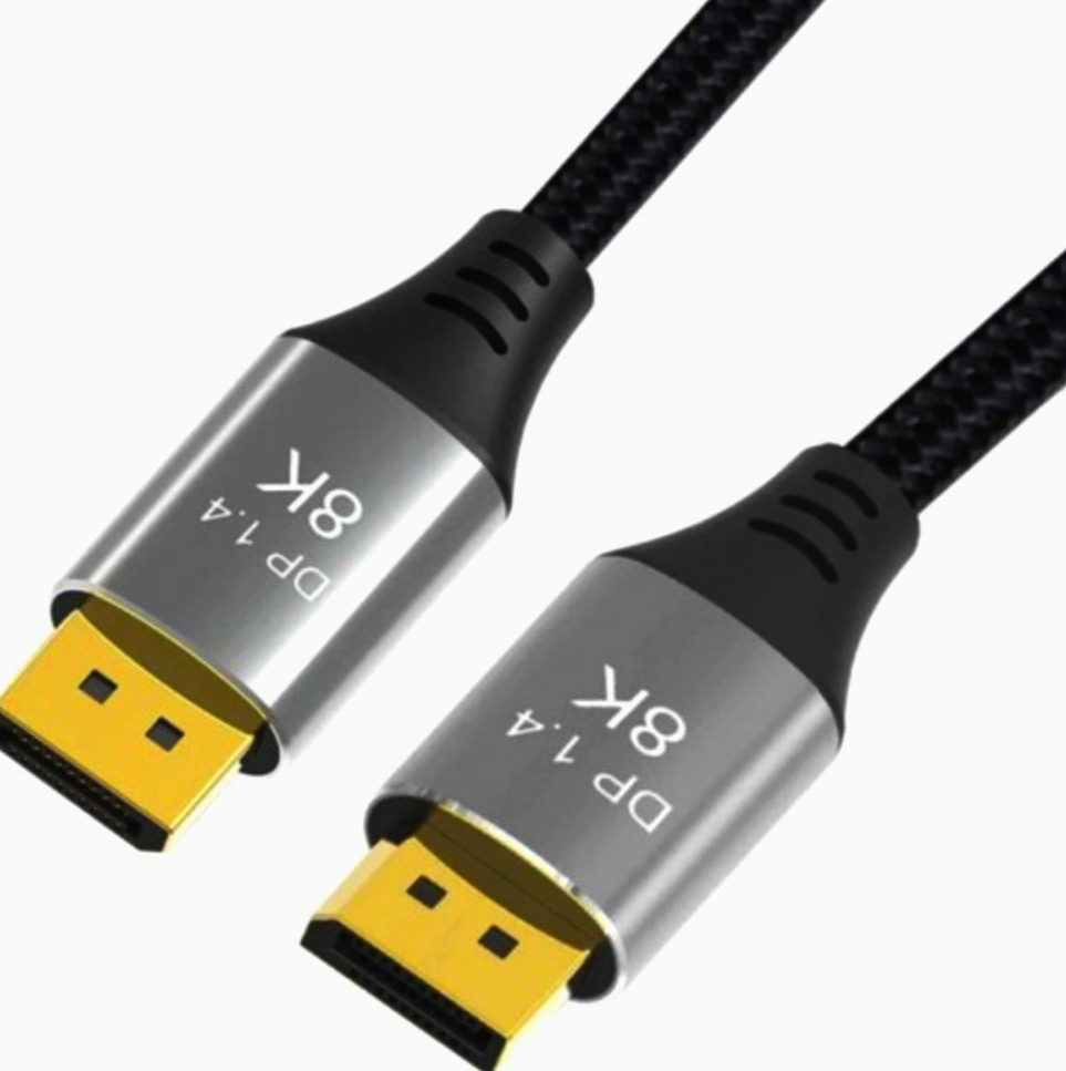 DP 1.4 кабель 1м 144 Гц 8K 32.4 Гбіт/с Plug-to-Plug, преміум якість для телевізорів і моніторів