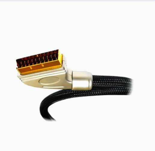 Кабель SCART-SCART 2.0 м, 24К позолота, карбон, медь OFC - премиум качество для ТВ и видео