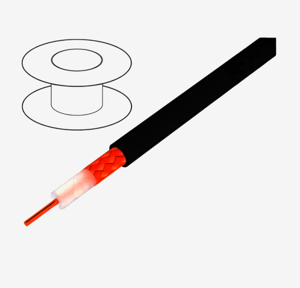 РЧ-кабель RG174 50 Ом термостойкий, медный проводник Ø2.8 мм, длина 1 м для ТВ и связи
