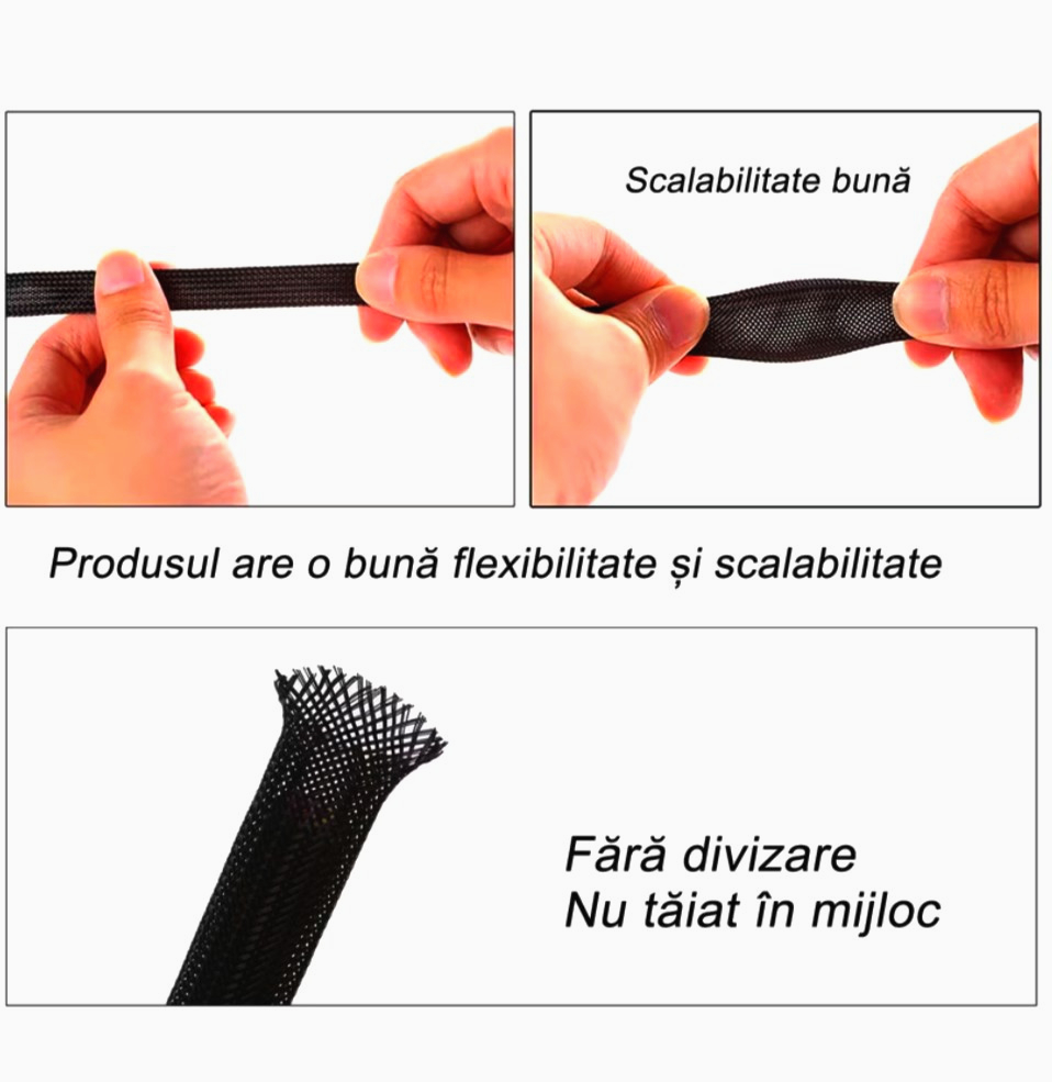 Оплетка ColdCut чорна 1 м, для захисту проводів, діаметр 8 мм, еластичність 5-10 мм, поліестер