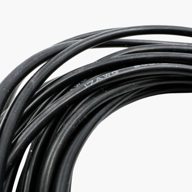 Силовой кабель Минзан 1 м силиконовый AWG22, черный, 60 жил, 8А, Ø1.7 мм, луженая медь