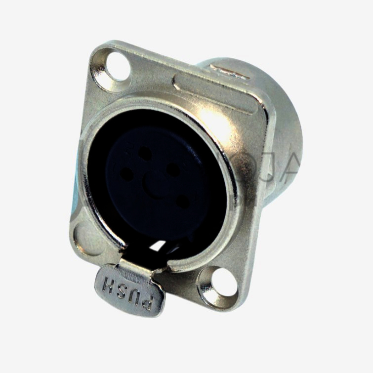 Гніздо MOCO XLR-P4F, 4-контактне, D-фикс, для аудіосистем, пайка, нікель, 1 шт.