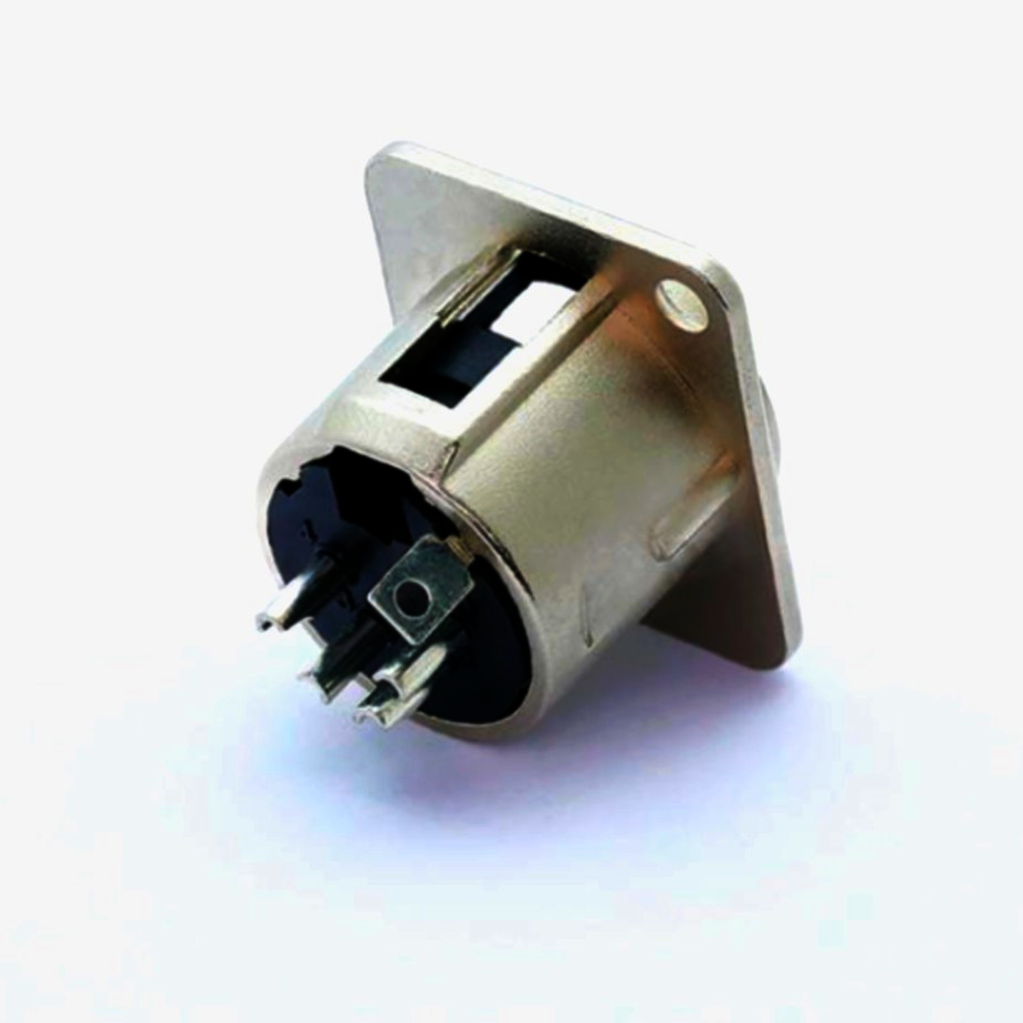 Гніздо MOCO XLR-P4F, 4-контактне, D-фикс, для аудіосистем, пайка, нікель, 1 шт.