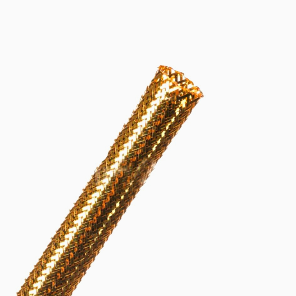 Кабельна оплетка TECHFLEX 1м, хром/золото, Ø7.9 мм, для декора проводів, топкачество