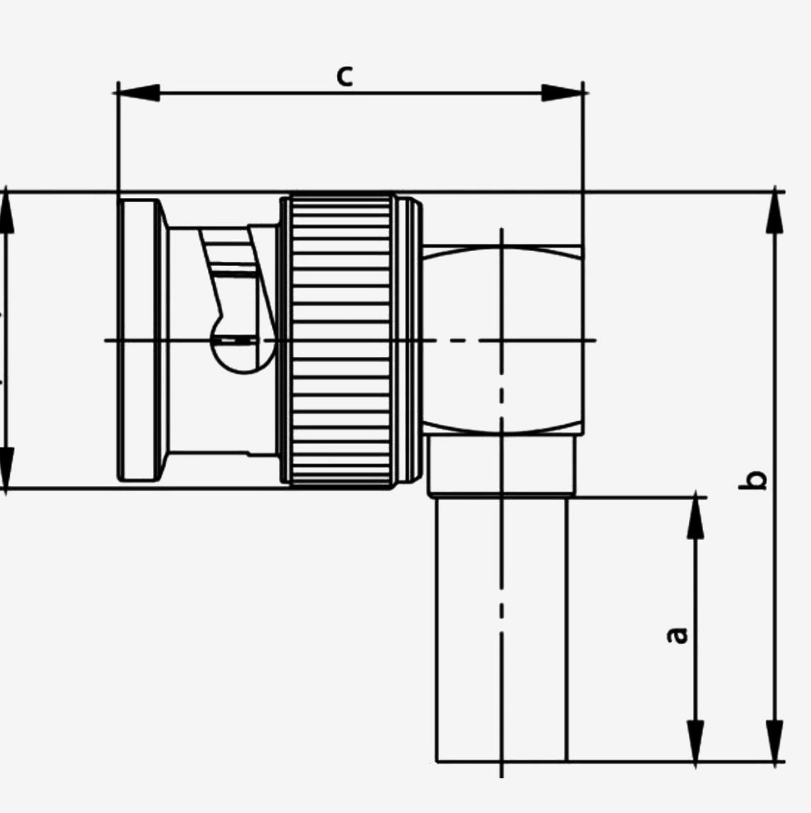 Разъём BNC 90° угловой 50 Ом для RG-58C/U с пайкой Telegartner, 4 ГГц, G1 (a=13, b=28.2)