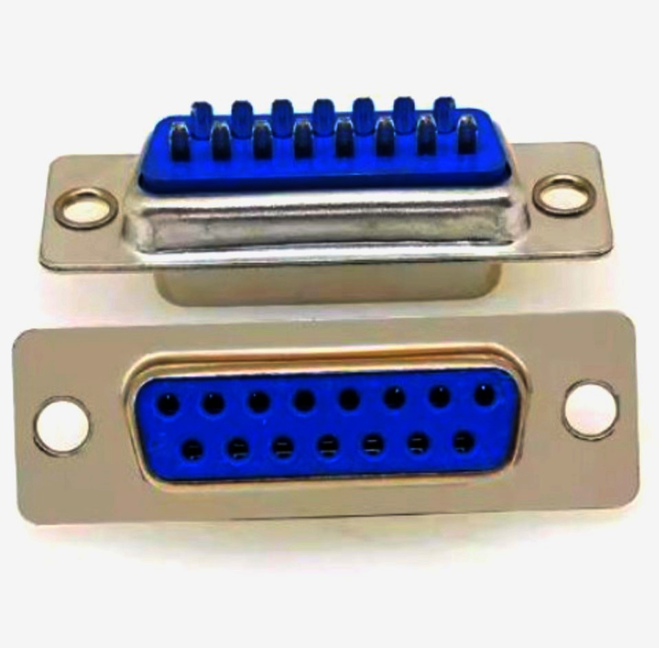 Разъем D-SUB DB-15F 15 контактов, двухрядный под пайку, New Tide, золото, Тайвань
