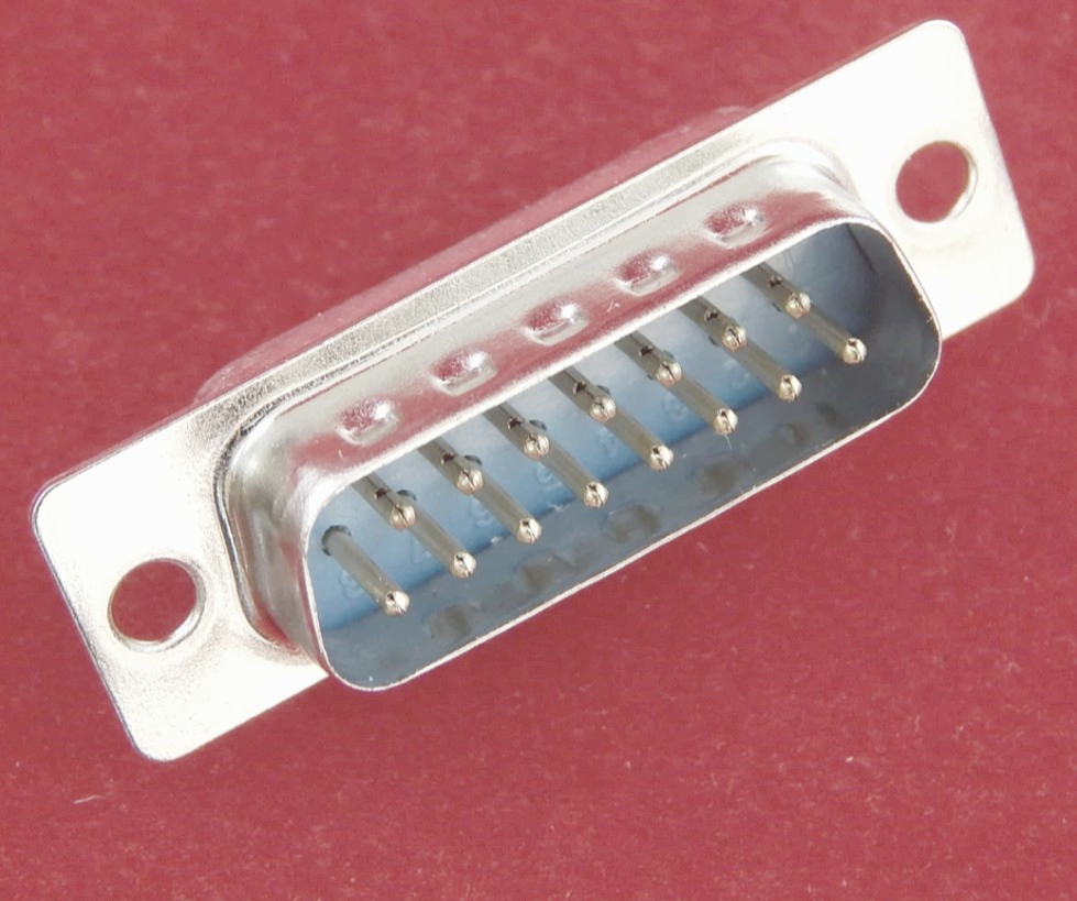 Разъем D-SUB DB-15M, 15 контактов, 2 ряда, золото, под пайку, New Tide, металл