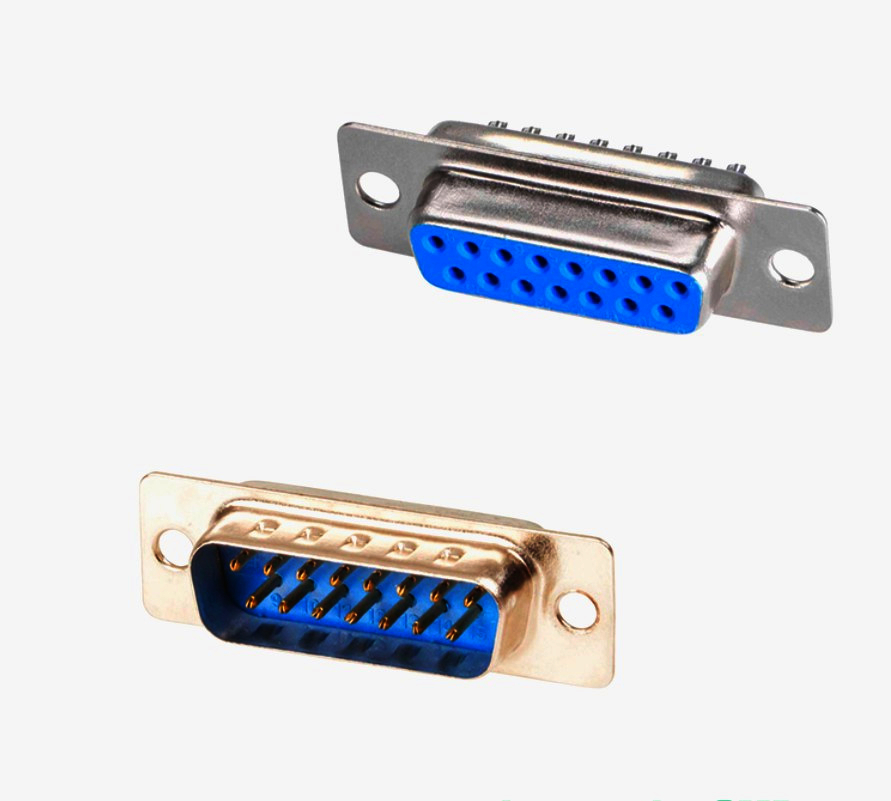 Разъем D-SUB DB-15M, 15 контактов, 2 ряда, золото, под пайку, New Tide, металл