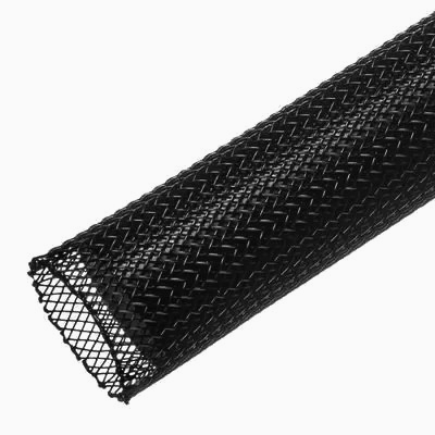 Гнучка обплетка Techflex USA, чорна, 1 м, для захисту проводів, розтяжка 4.76-25.4 мм