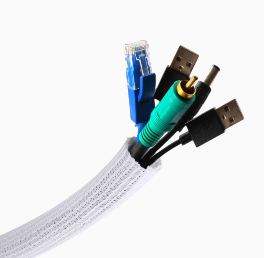 Techflex Ø9.6 мм біла еластична самозастібаючася оплетка для кабелів 1 м F6N0.38WH (США)