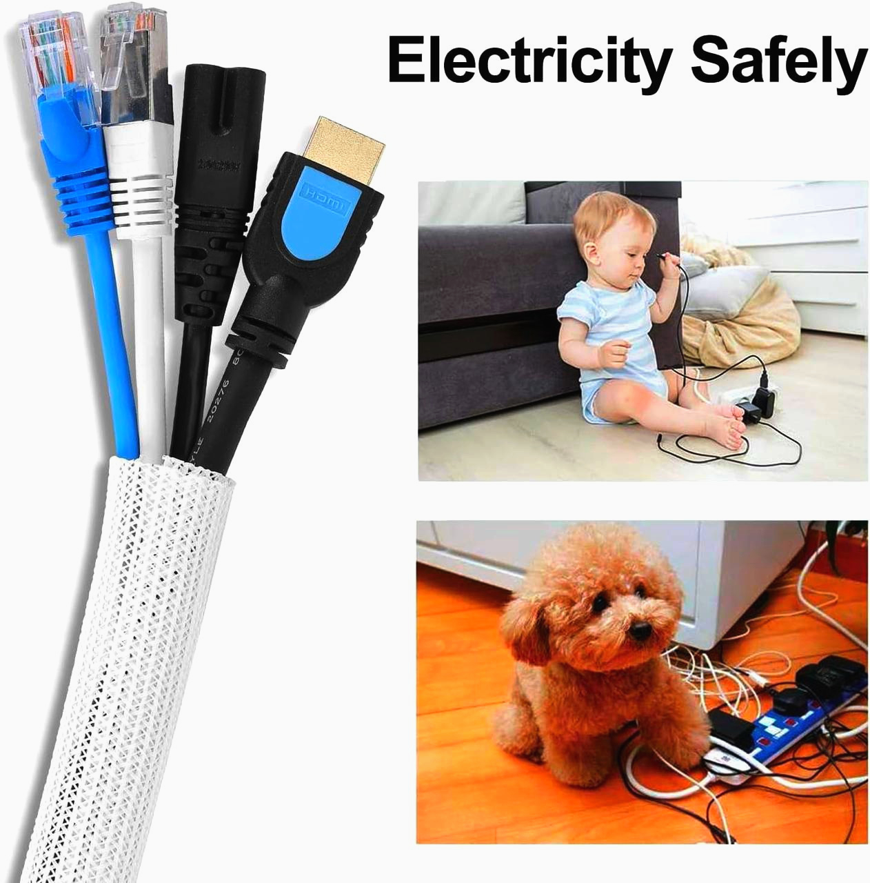 Techflex Ø9.6 мм біла еластична самозастібаючася оплетка для кабелів 1 м F6N0.38WH (США)