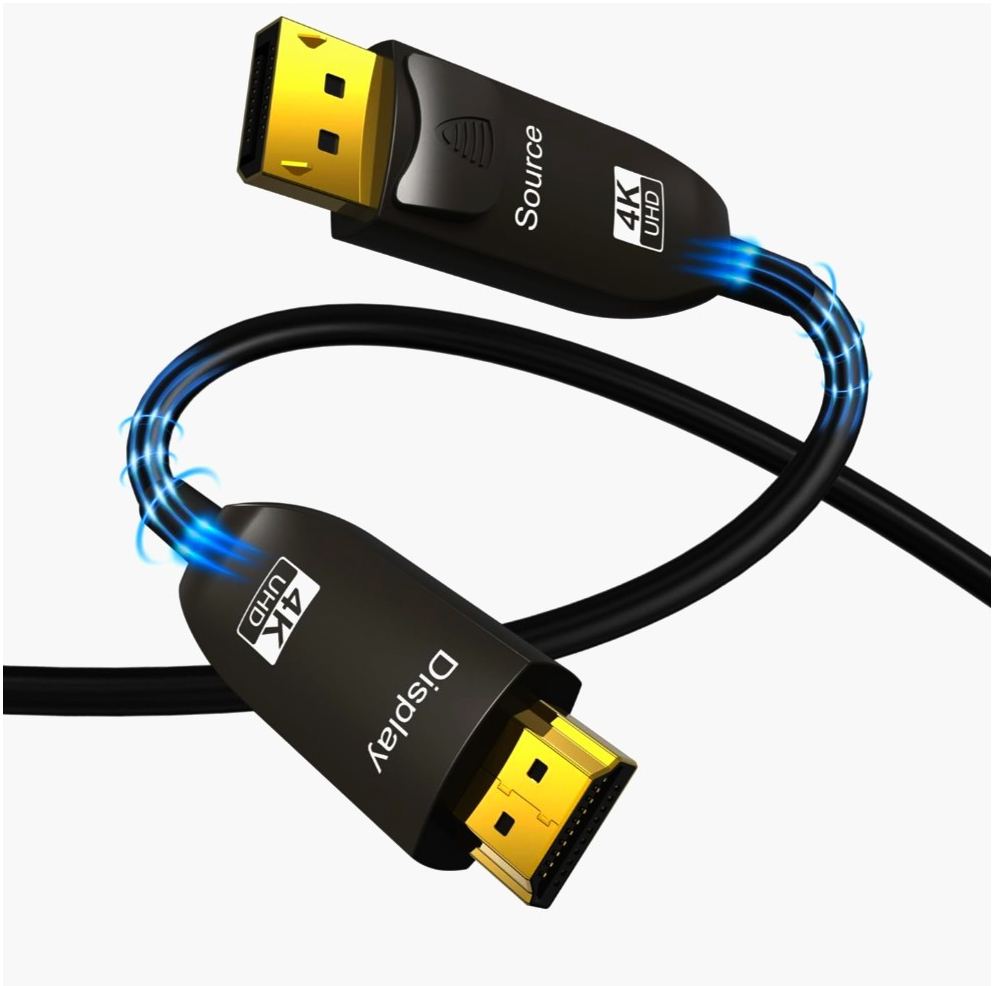 Кабель I-Taki DP 1.2 на HDMI 2.0, 20 м, 4K UHD, 21.6 Гбіт/с, оптичний, золото
