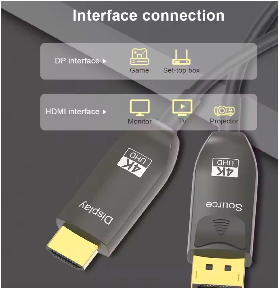 Цифровой кабель I-Taki DisplayPort-HDMI 25 м 4K 60Hz, 3D, позолота, HDCP 2.2, для видео и аудио