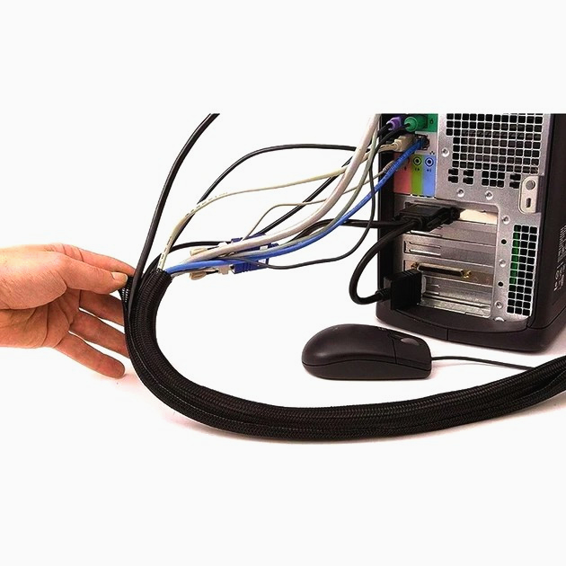 Эластичная оплетка для кабелей 0.95 см, 1 м, черная с белой нитью, Techflex F6 FR