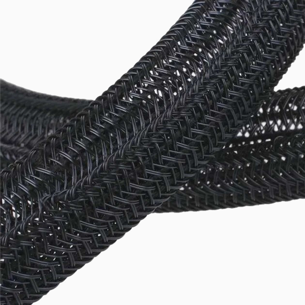 Эластичная оплетка для кабелей 0.95 см, 1 м, черная с белой нитью, Techflex F6 FR