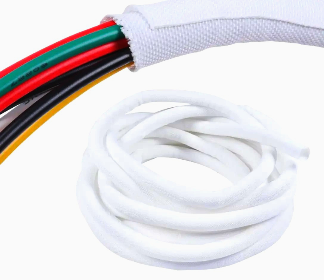 Кабельная оплетка Techflex F6W0.25WH, 1 м, самозакрывающаяся, ∅6.35 мм, защитная тканевая для проводов