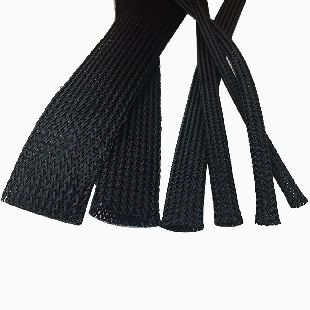 Оплетка JDD PA-012, Ø12 мм, поліамід 6.6, чорна, розтяжка 8-24 мм, 1 м для захисту проводів