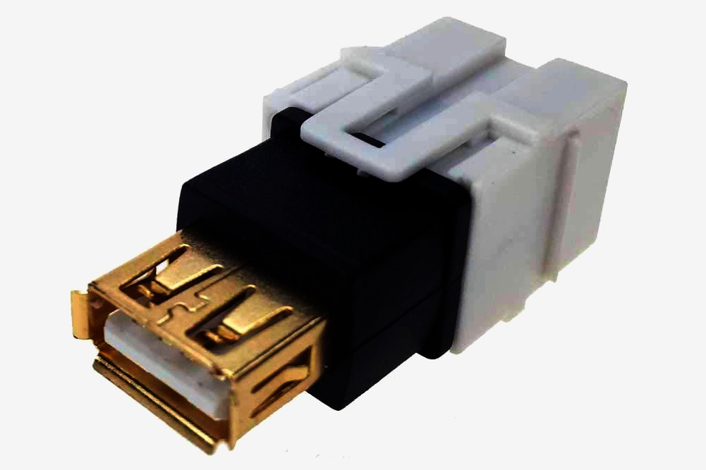 Адаптер USB 2.0 Keystone гнездо-гнездо 1м белый MONOPRICE для мультимедийных панелей, оригинал