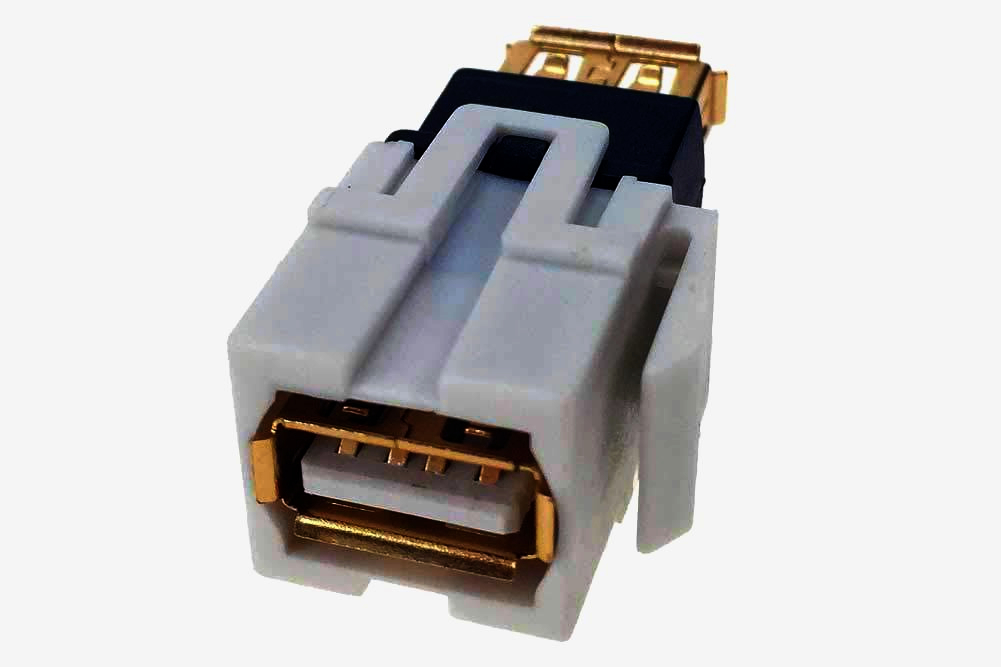 Адаптер USB 2.0 Keystone гнездо-гнездо 1м белый MONOPRICE для мультимедийных панелей, оригинал