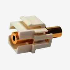 Аудіо адаптер Keystone miniJack 3.5 мм, стерео, 1м, гніздо-гніздо, 24К золото, білий