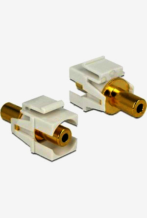 Аудіо адаптер Keystone miniJack 3.5 мм, стерео, 1м, гніздо-гніздо, 24К золото, білий