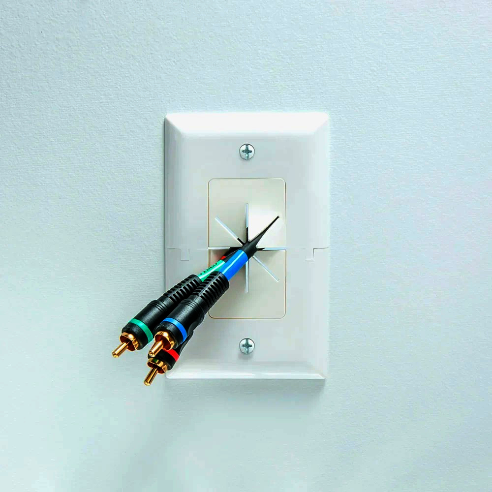 Настенная панель MNP-SWP1-WH 1-ганг для низковольтных кабелей, бесшовная, резиновый ввод