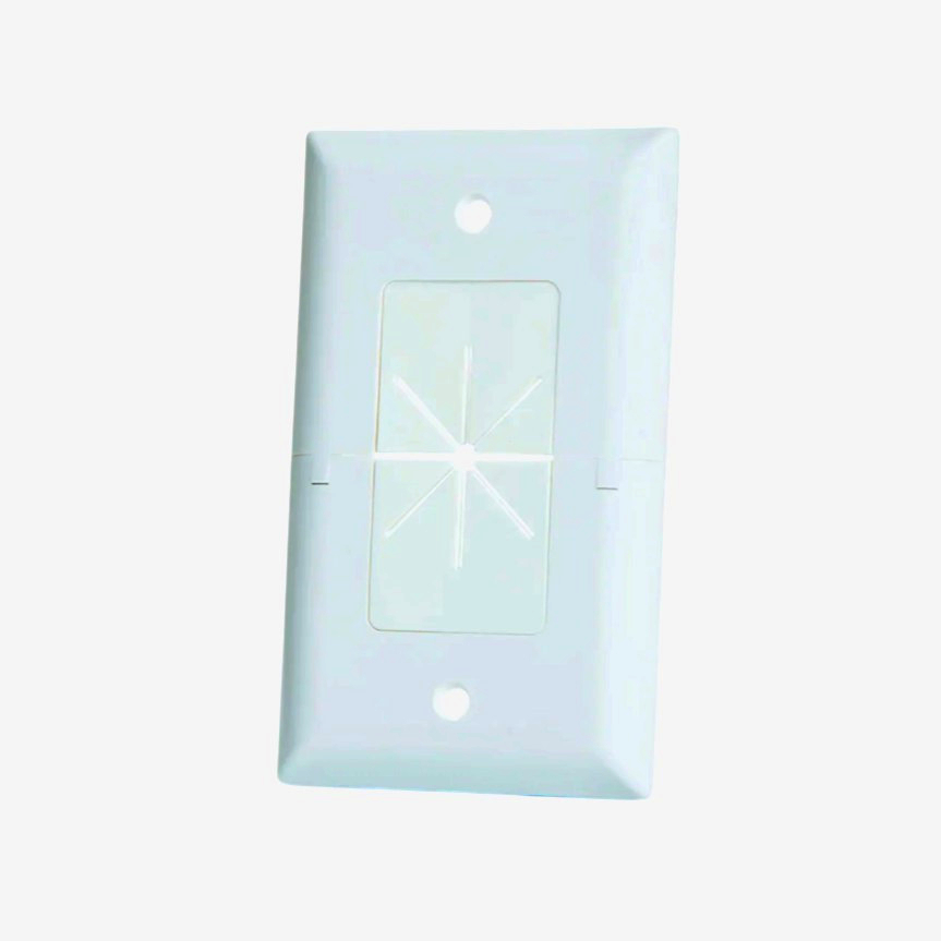 Белая панель MNP-SWP1-WH для скрытого вывода кабелей с резиновым рукавом, 1 гнездо, низкопрофильная