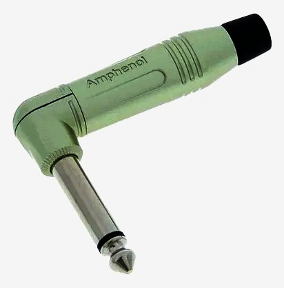 Аудіо штекер Jack 6.3 мм Mono кутовий Amphenol, розбірний, під кабель до 7 мм, висока якість