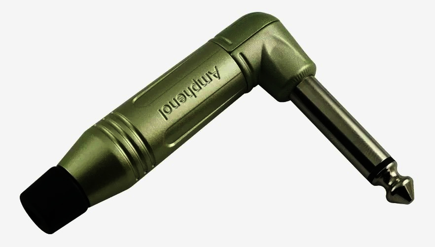 Аудіо штекер Jack 6.3 мм Mono кутовий Amphenol, розбірний, під кабель до 7 мм, висока якість