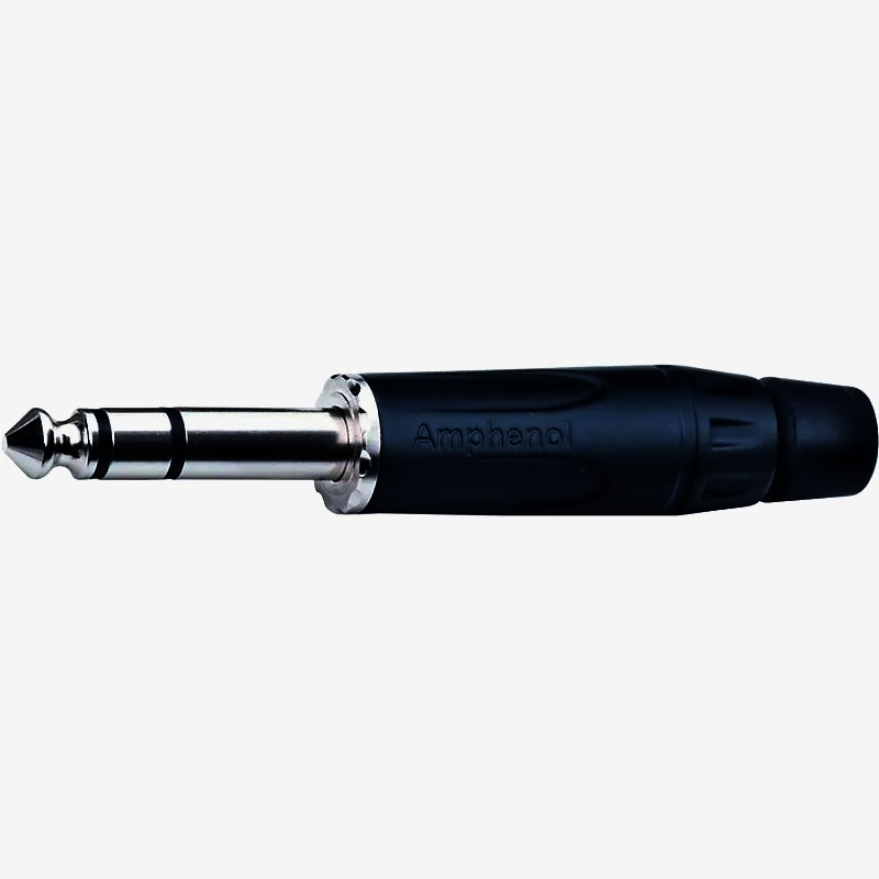 Стерео штекер Jack 6.3 мм Amphenol, нікель, для кабеля Ø 3.0-7.0 мм, M-серія, аудіо з'єднувач