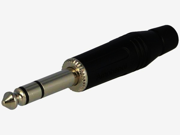 Стерео штекер Jack 6.3 мм Amphenol, нікель, для кабеля Ø 3.0-7.0 мм, M-серія, аудіо з'єднувач