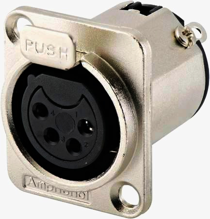 Разъем XLR 4-pin Amphenol AC4FDZ, металлический, профессиональный, для аудиосистемы