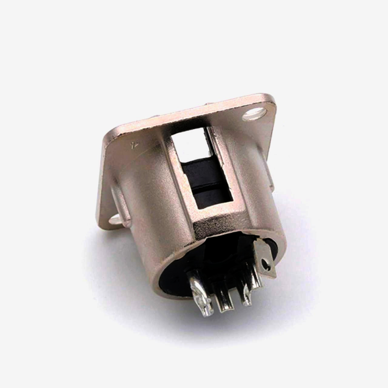 Панельний XLR-роз'єм MOCO XLR-P4M, нікель, 4-контактний, під пайку, D-посадка