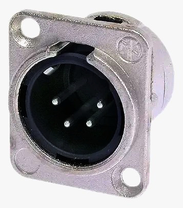 Штекер MOCO XLR-P4M, 4 контакта для аудио, D-посадка, пайка, никель, панельный