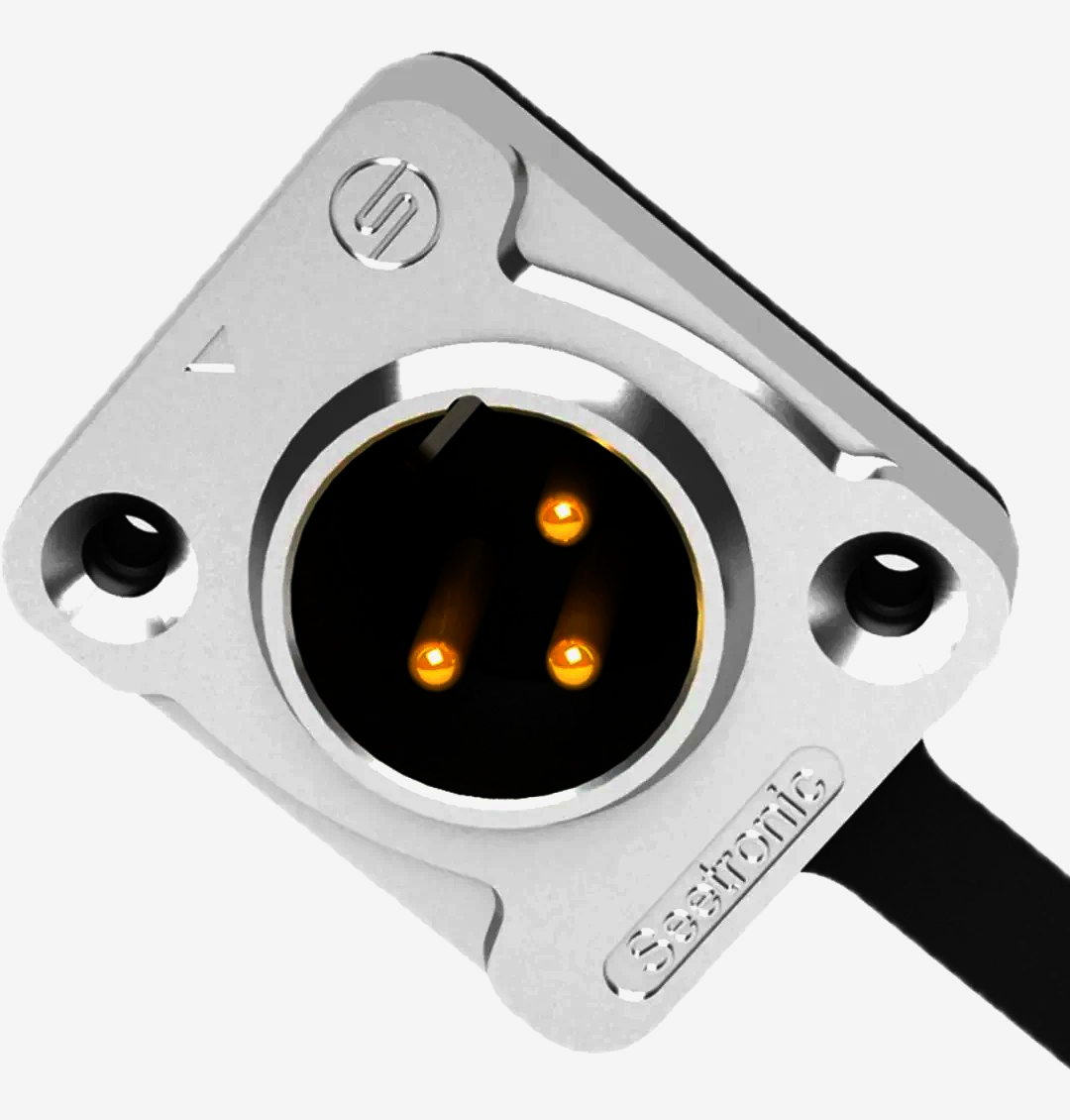 Панельний роз'єм XLR Male 3pin SA289, IP65, для монтажу з D-посадкою, позолочені контакти