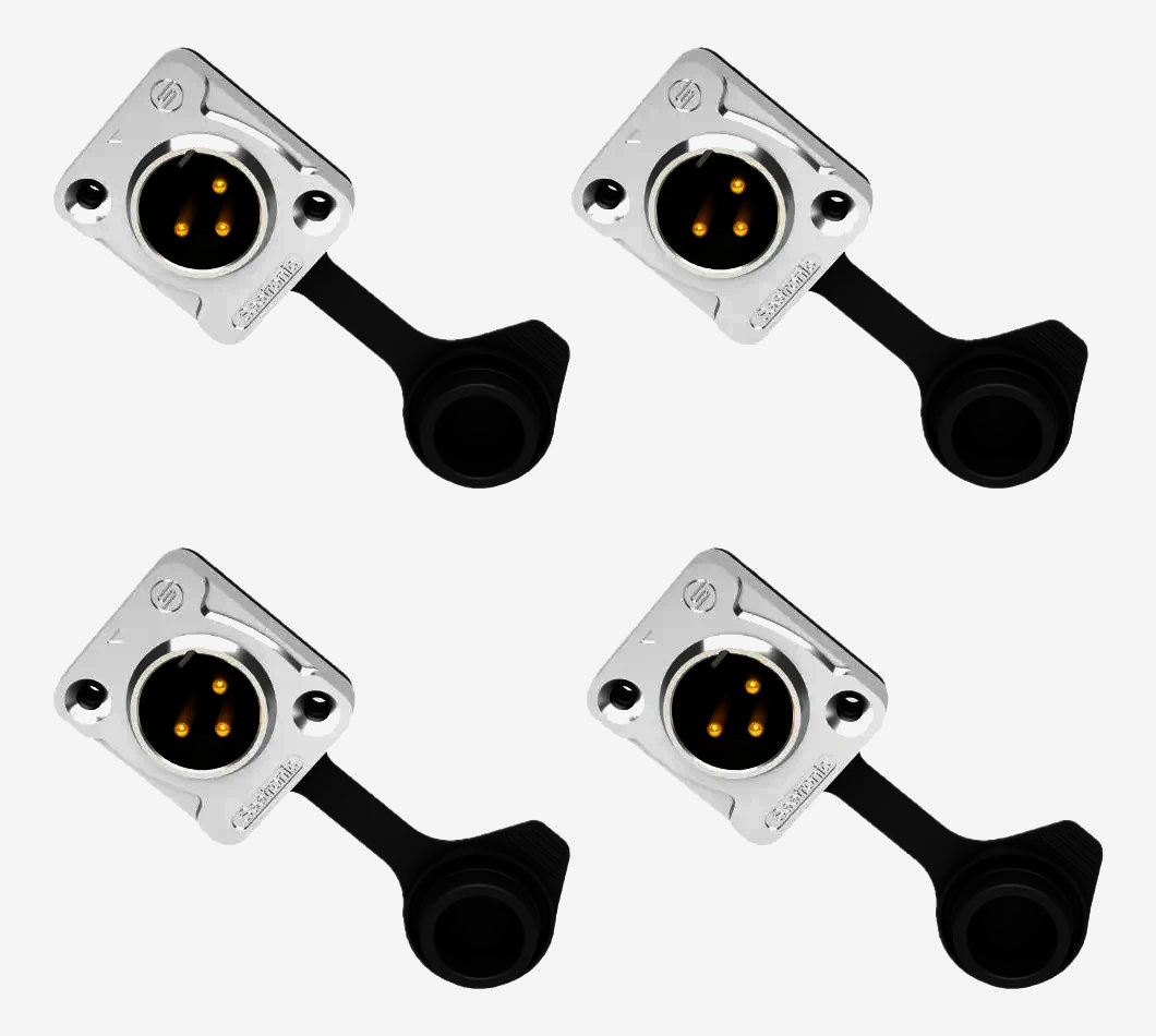 Панельний роз'єм XLR Male 3pin SA289, IP65, для монтажу з D-посадкою, позолочені контакти