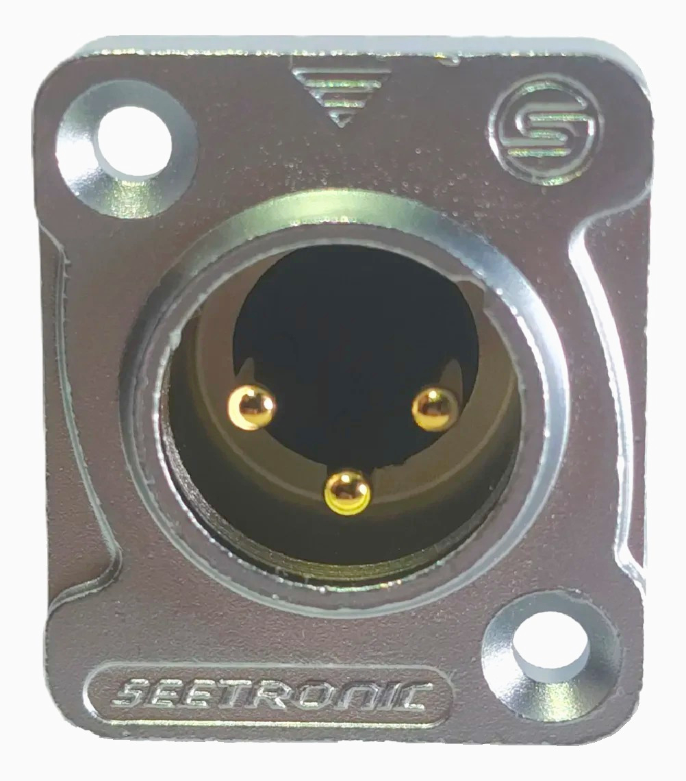 Панельний роз'єм XLR Male 3pin SA289, IP65, для монтажу з D-посадкою, позолочені контакти