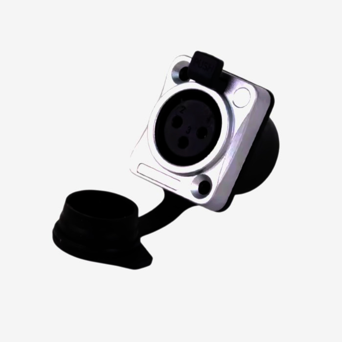 Панельний роз'єм XLR 3pin Female SA288, IP65, штекер для аудіообладнання з позолоченими контактами