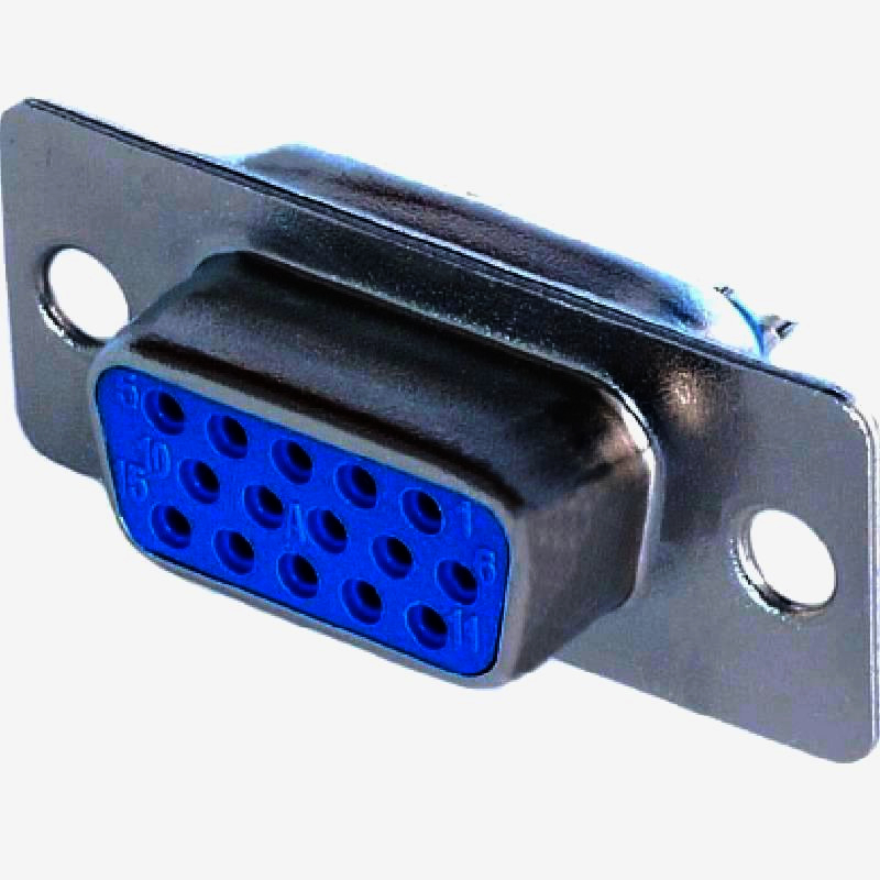 Разъем D-SUB 15 pin гнездо под пайку New Tide с позолоченными контактами высокой плотности