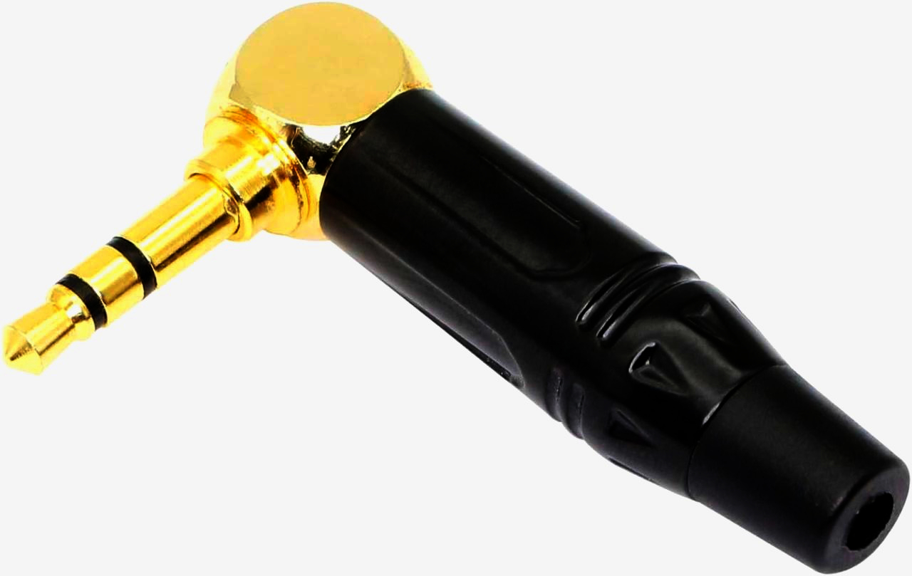 Кутовий штекер Mini Jack 3.5 мм TC197-B для пайки, 3 контакта, I-Taki, чорний, аудіо з'єднання