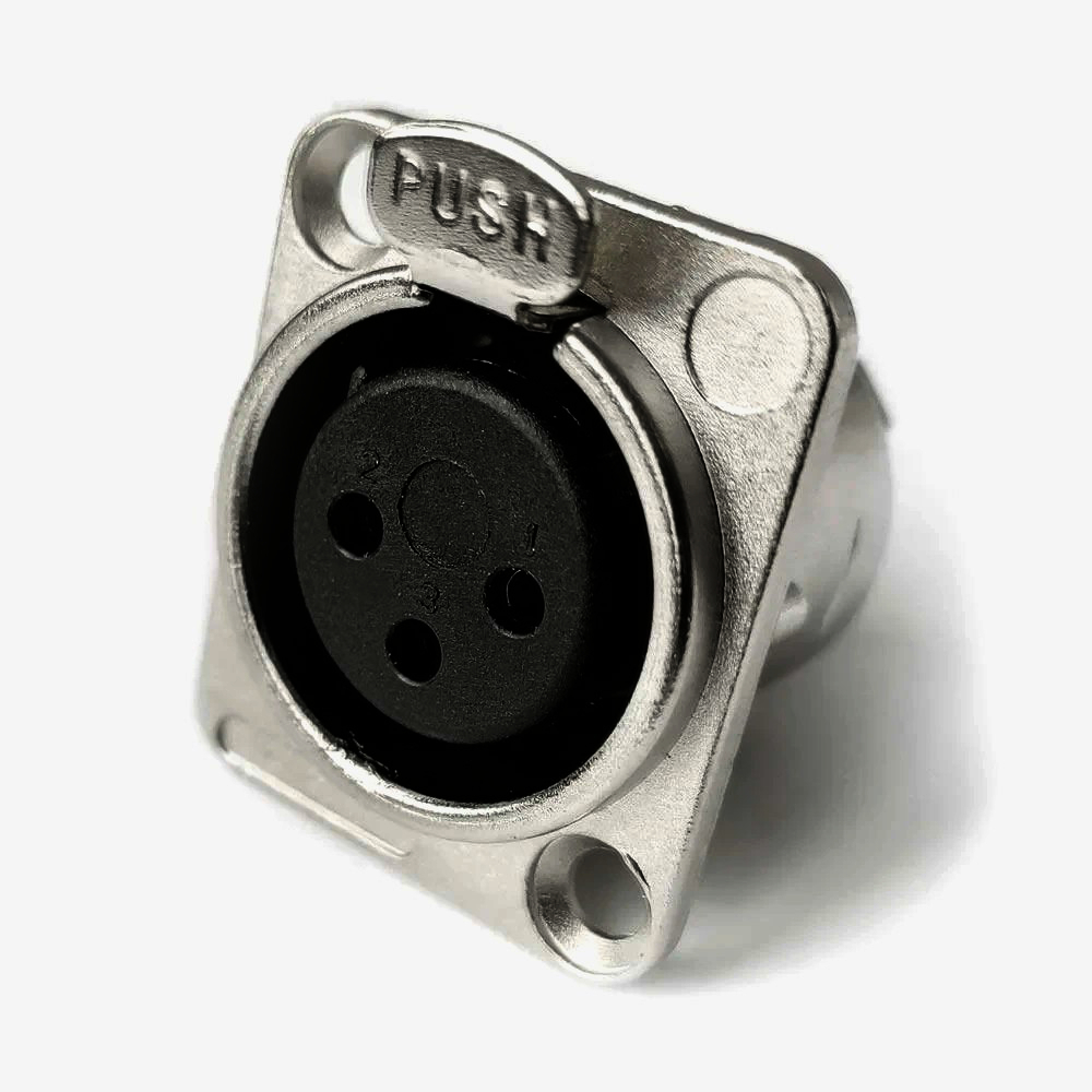 Панельний роз'єм miniXLR New Tide 3P 92M-507(3P) позолочений, фланцевий, 2 отвори, 16 г