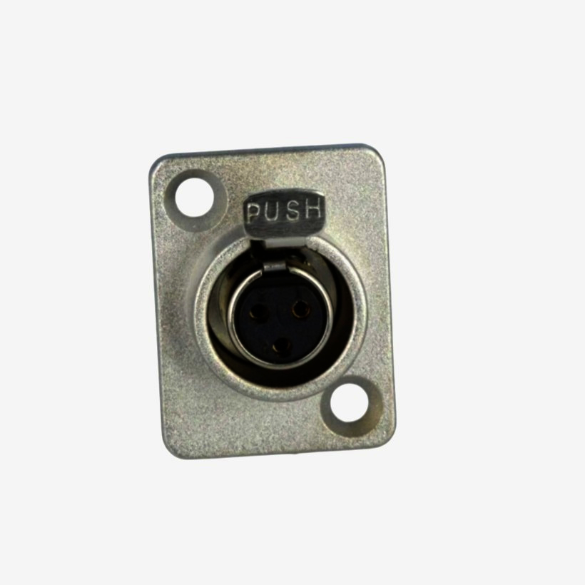 Панельний роз'єм miniXLR New Tide 3P 92M-507(3P) позолочений, фланцевий, 2 отвори, 16 г