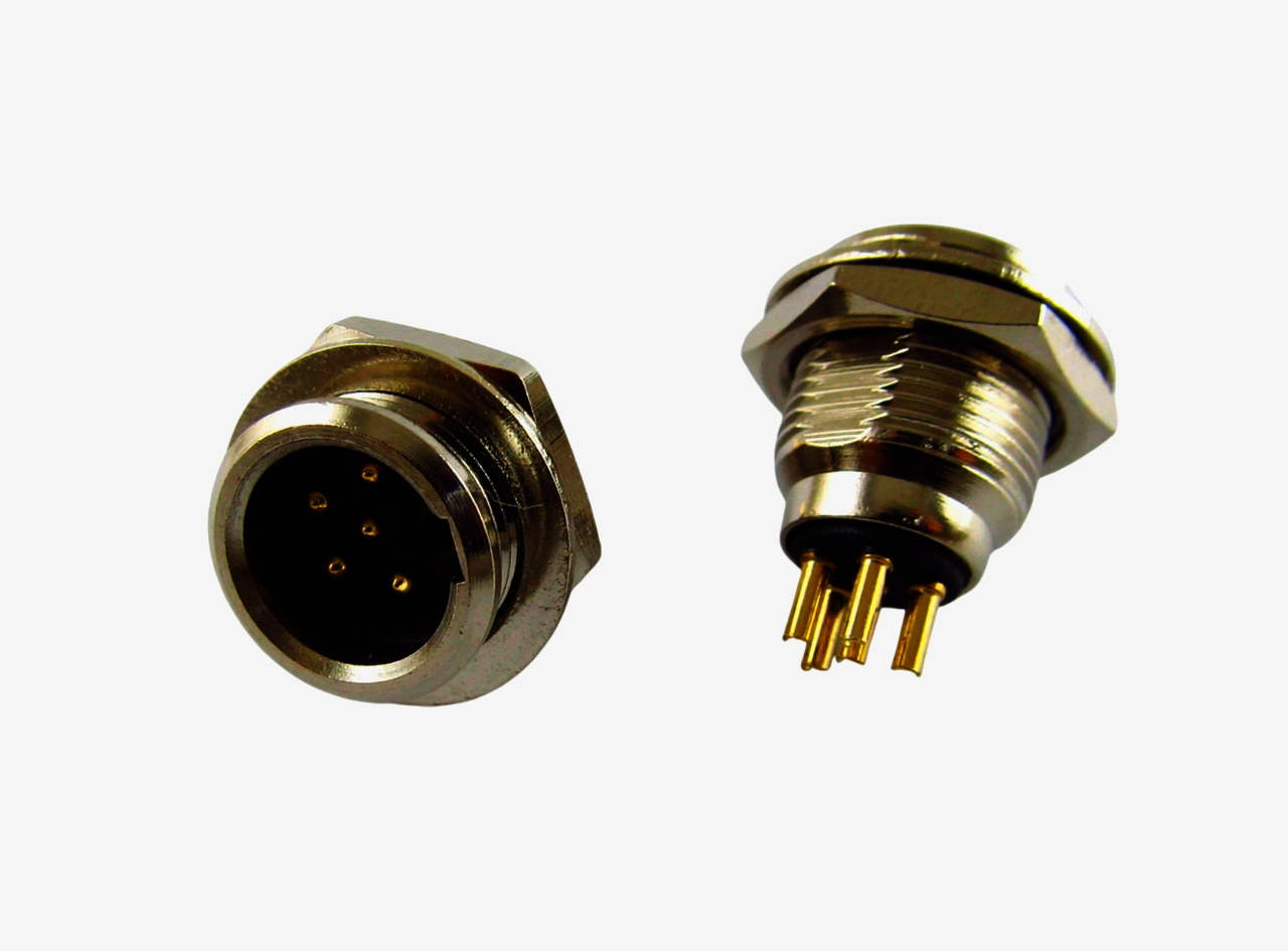 Разъем miniXLR 5P New Tide 92M-503, золото, металл, для профессиональных микрофонов