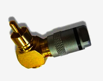 Угловой штекер RCA AVVICON 24К, алюминиевый, для кабелей до 8 мм, серебристый, аудио/видео разъем