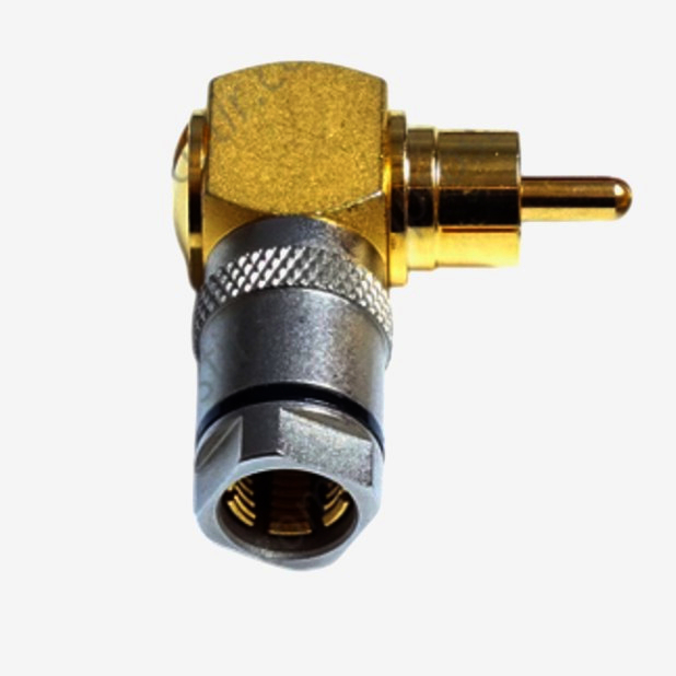 Кутовий RCA роз'єм AVVICON з цанговим механізмом, 8 мм, 24К золото, алюміній, аудіо