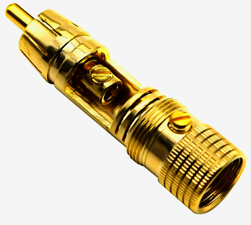 RCA роз'єм Avvicon AC-MR-70G, цанговий штекер на кабель Ø8 мм, позолочений, Тайвань