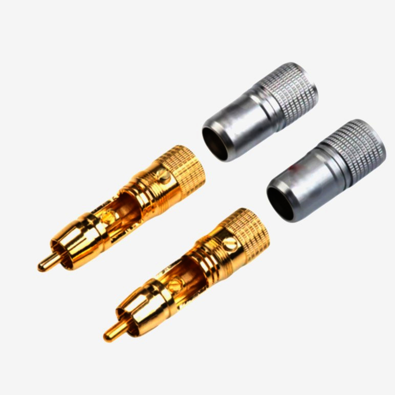 RCA роз'єм Avvicon AC-MR-70G, цанговий штекер на кабель Ø8 мм, позолочений, Тайвань