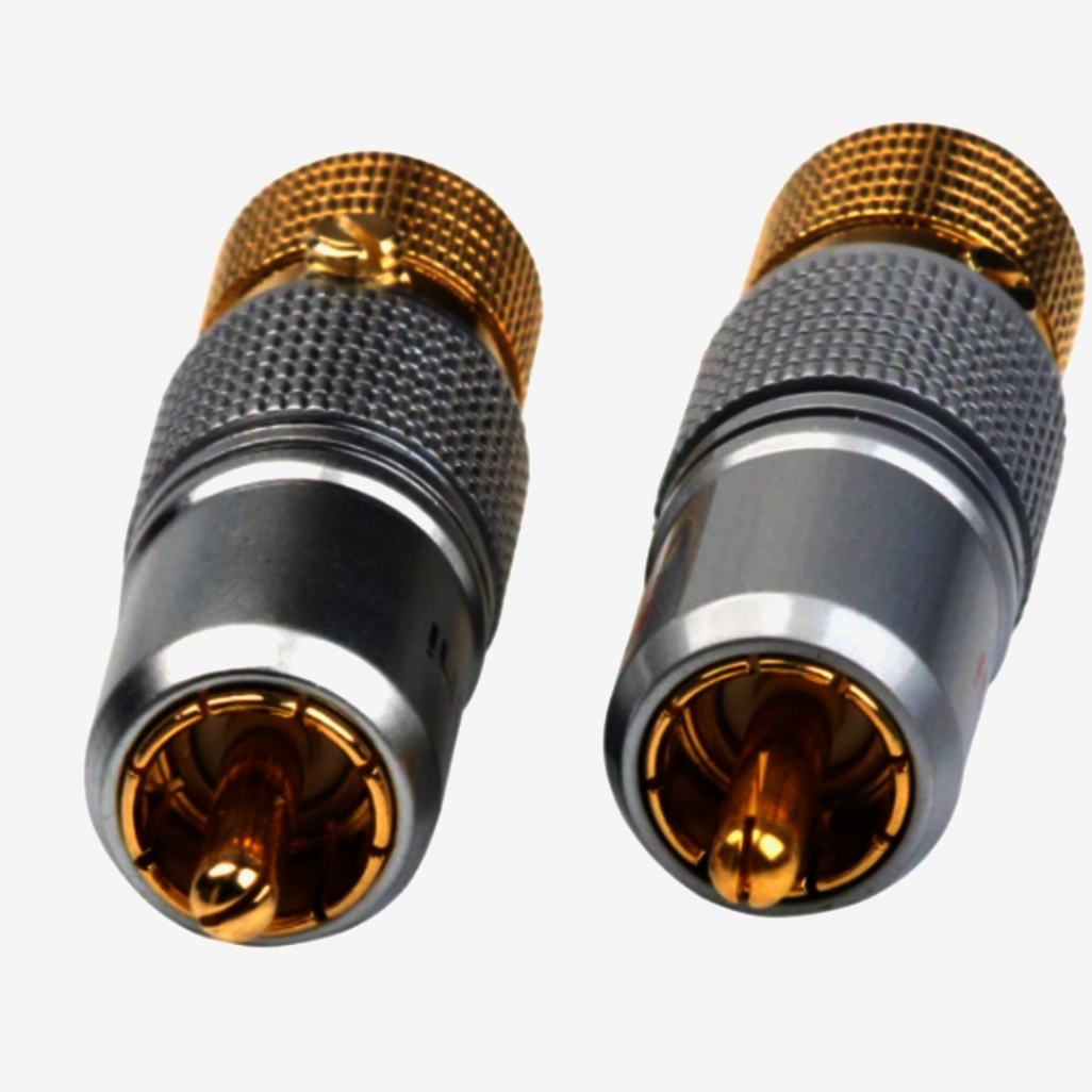 RCA роз'єм Avvicon AC-MR-70G, цанговий штекер на кабель Ø8 мм, позолочений, Тайвань